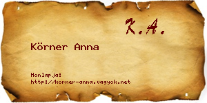 Körner Anna névjegykártya