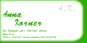 anna korner business card