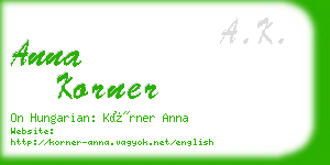 anna korner business card